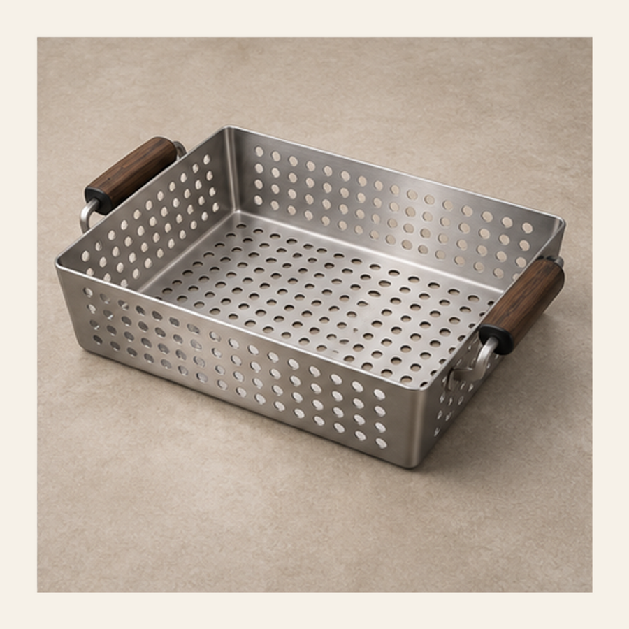 FlameFold Perforated Grill Basket — overview