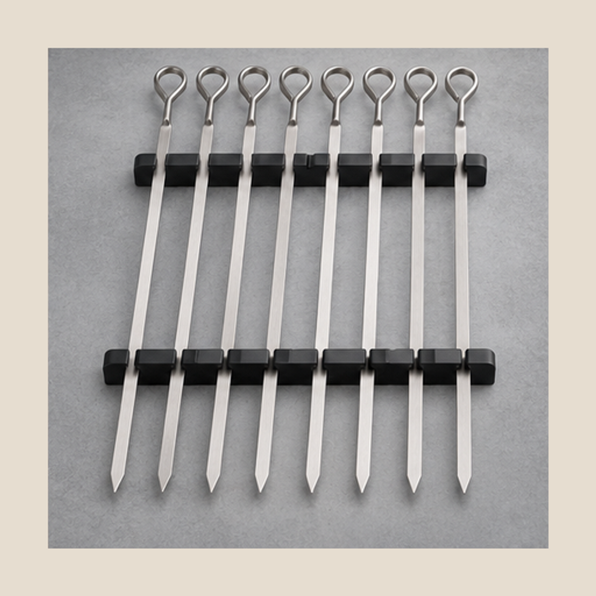 SkewerGrid Stainless Skewer Set — 8 Piece Set — lifestyle
